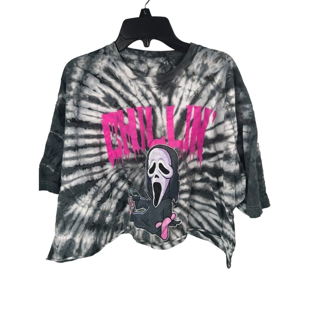 Scream Ghost Face Chillin' Tie-Dye Crop T-Shirt Size 2X